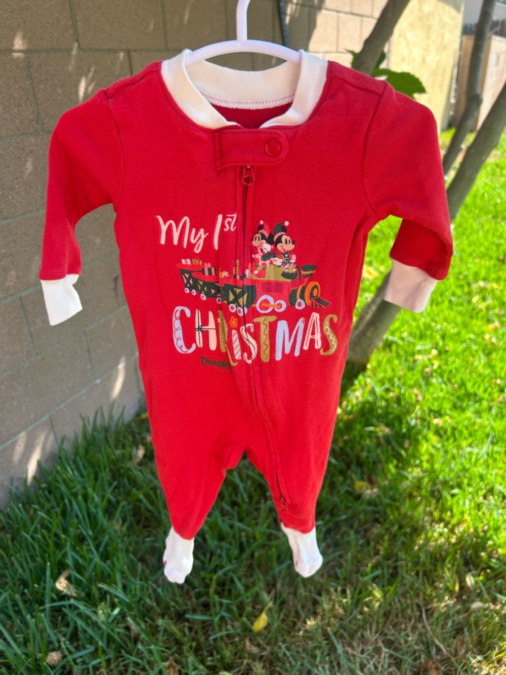 Disney Red "My 1st Christmas" Baby One-Piece